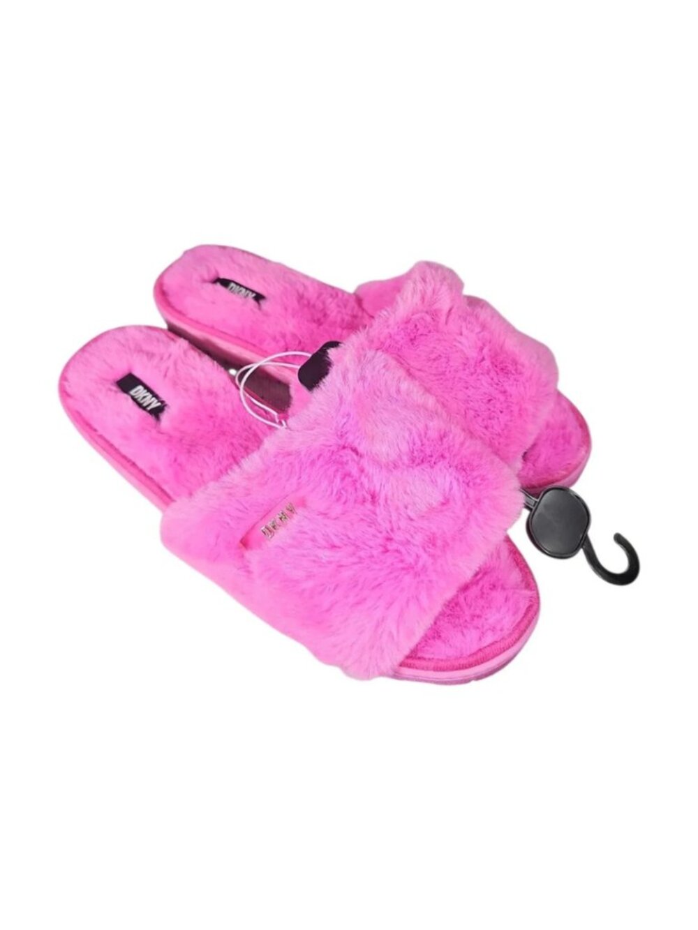 DKNY NWT Women's Fuchsia JILL Faux Fur Slippers, Size 9M